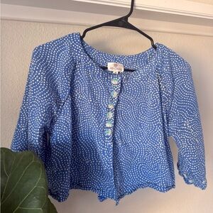Anokhi Blue and White Patterned Blouse